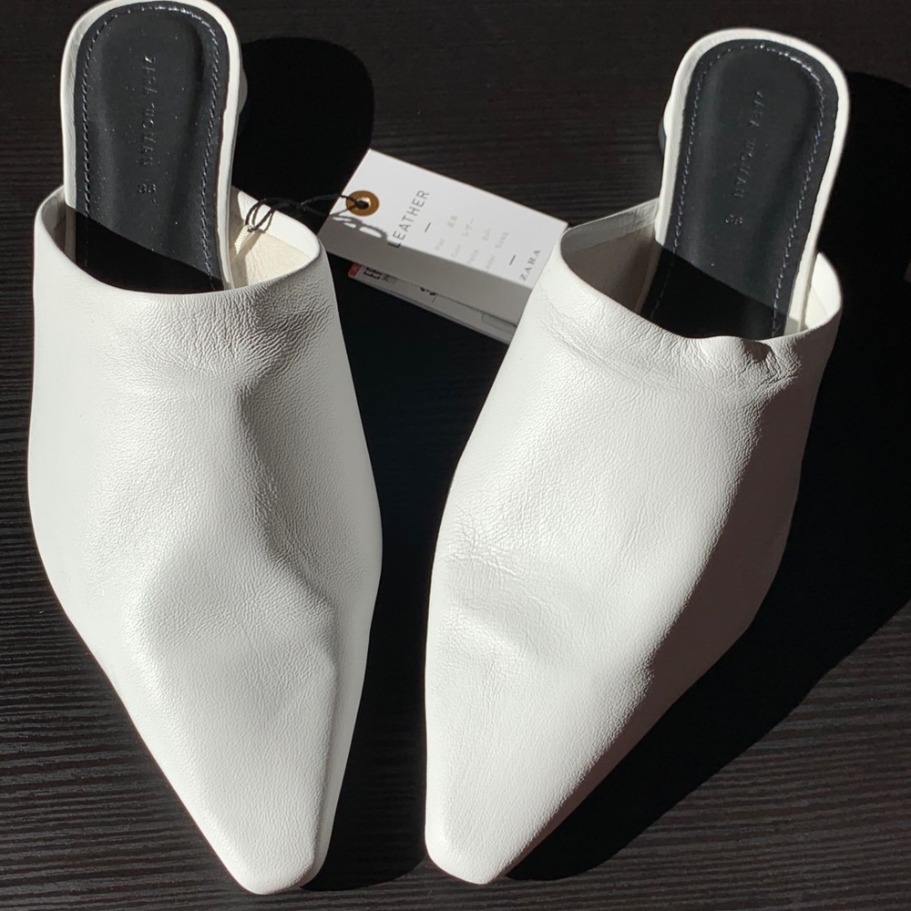NWT Zara LEATHER mules 7.5